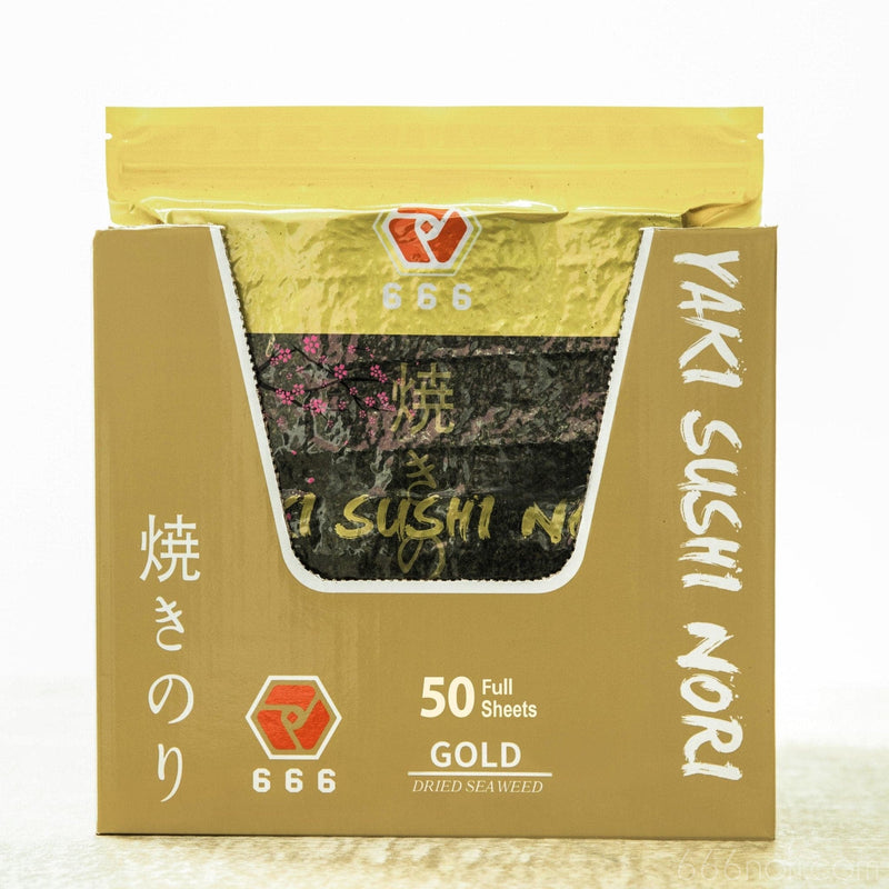 【FULL SHEETS GOLD】--- 666 YAKI SUSHI NORI (1 Box/500 full sheets) - 666 CY Int'l Trading
