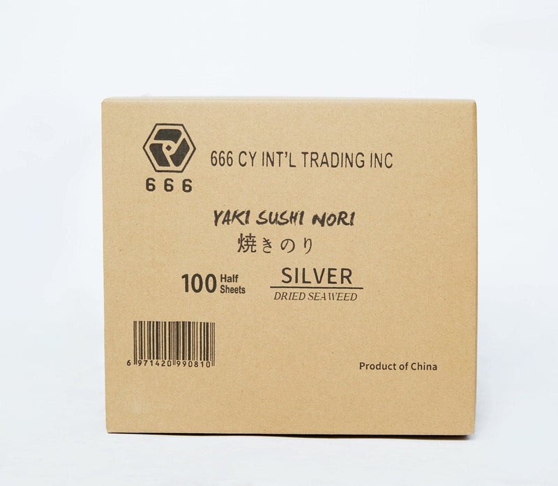 【FULL SHEETS SILVER】--- 666 YAKI SUSHI NORI (1 Box/500 full sheets) - 666 CY Int'l Trading