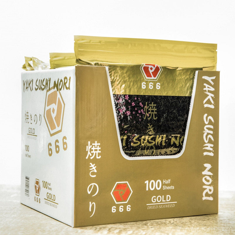 【 GOLD 】--- 666 YAKI SUSHI NORI ( 1 Box / 1000 half sheets ） - 666 CY Int'l Trading