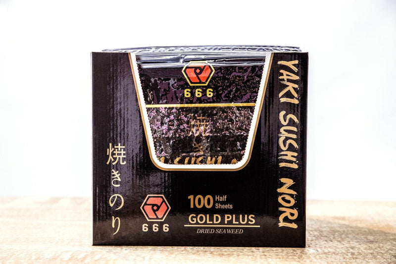 【GOLD PLUS】--- 666 YAKI SUSHI NORI (1 Box/1000 half sheets） - 666 CY Int'l Trading
