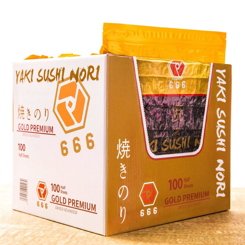 【GOLD PREMIUM】--- 666 YAKI SUSHI NORI (1 Box/1000 half sheets） - 666 CY Int'l Trading